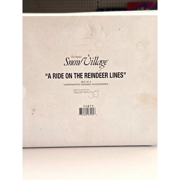 Department 56 Snow Village "A Ride On The Reindeer Lines" Handpainted Ceramic Ac - Picture 13 of 13